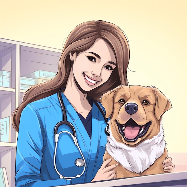 Médico Veterinário Generativo IA Atendendo a Pacientes Animais com Experiência e Compaixão