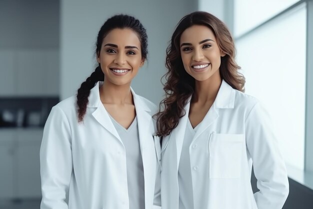 Foto médicos en el hospital con uniforme médico