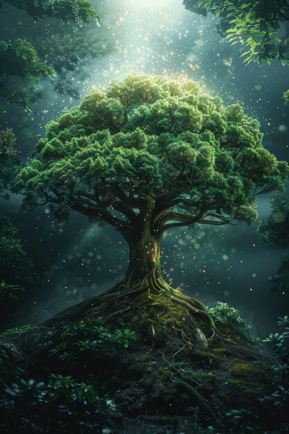 Medio ambiente Un árbol joven que crece fuera de la tierra en un fondo de naturaleza verde Día Mundial del Medio Ambiente