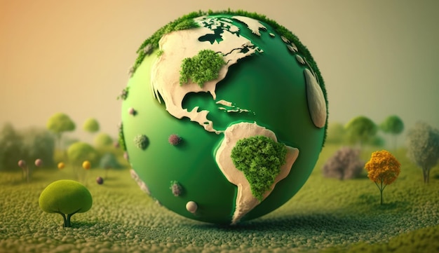 medio ambiente día de la tierra planeta naturaleza concepto con globo tierra verde fondo natural