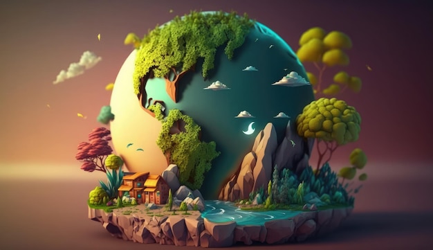 medio ambiente día de la tierra planeta naturaleza concepto con globo tierra verde fondo natural