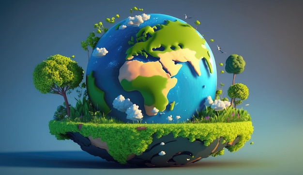 medio ambiente día de la tierra planeta naturaleza concepto con globo tierra verde fondo natural