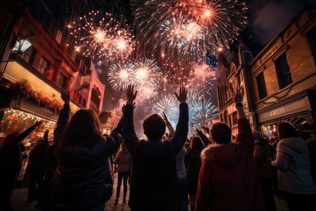 En medio de la cuenta atrás una explosión de fuegos artificiales ilumina el cielo nocturno