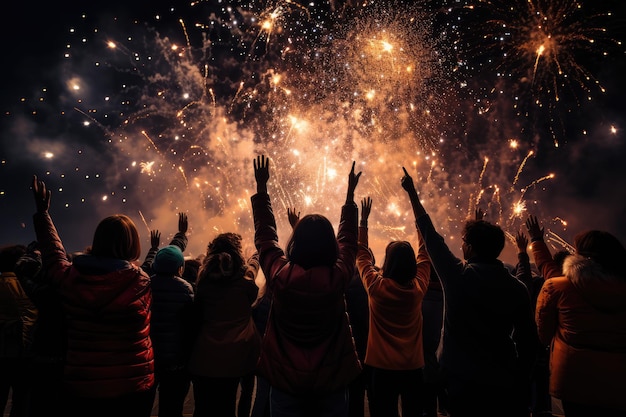 En medio de la cuenta atrás una explosión de fuegos artificiales ilumina el cielo nocturno