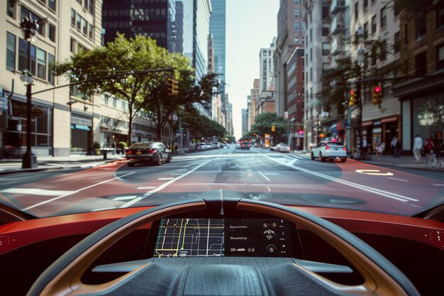 Foto en medio del paisaje urbano, los concept cars aumentan generativamente.