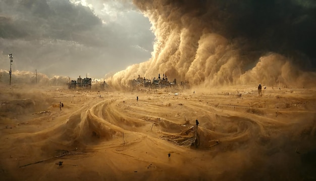 en medio de un torbellino de arena tormenta de arena huracán