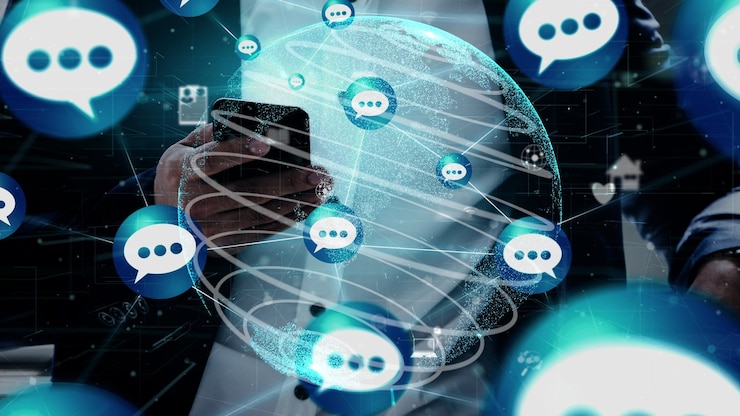 Foto los medios sociales y la tecnología de red de personas conceptual.