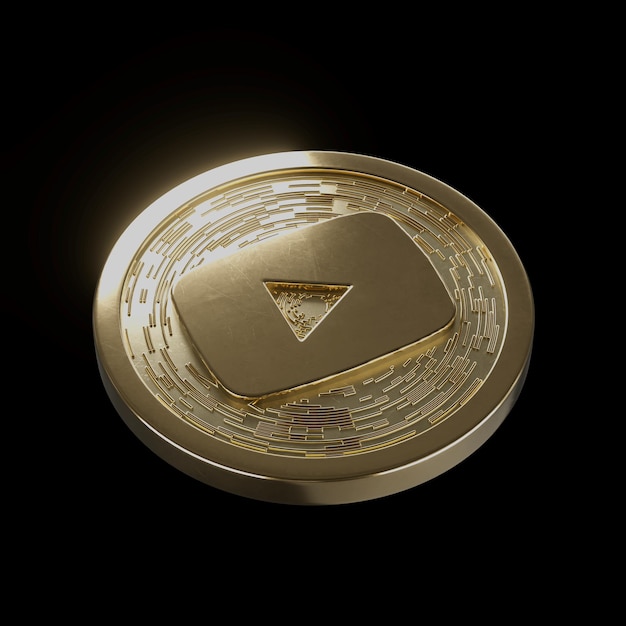 Medios sociales de Youtube Moneda de oro realista Ilustración en 3D aislada mínima Fondo
