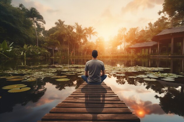 Foto meditação de auto-cura de atenção plena