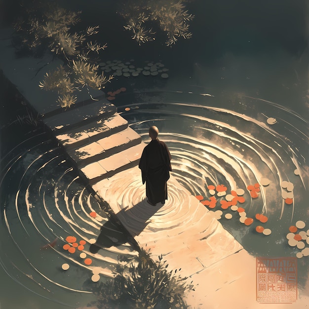 Meditação de lagoa pacífica Espiritualidade Zen