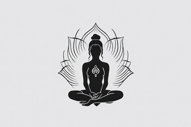 Meditação yoga humano em lótus logotipo minimalista divindade oriental generativa ai