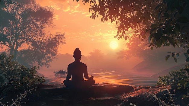 Meditación del amanecer IA generativa