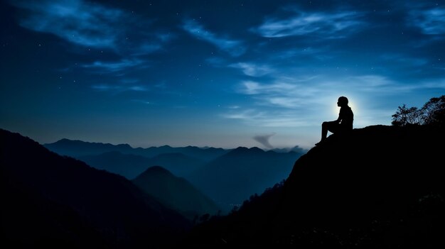 Meditación Inhale la calma de una noche de luna iluminada sintiendo el suave resplandor iluminando