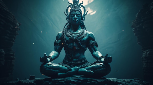 Una meditación sobre Shiva Una estatua del hindú