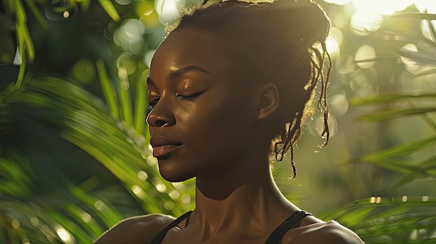 Meditación yoga mujer negra