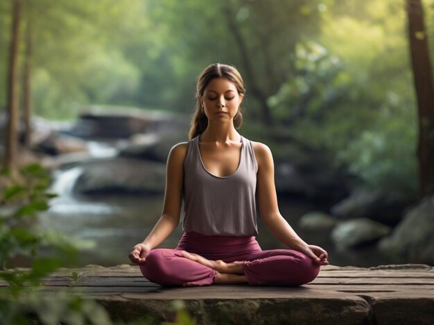 Meditar al aire libre rodeado de la belleza de la naturaleza