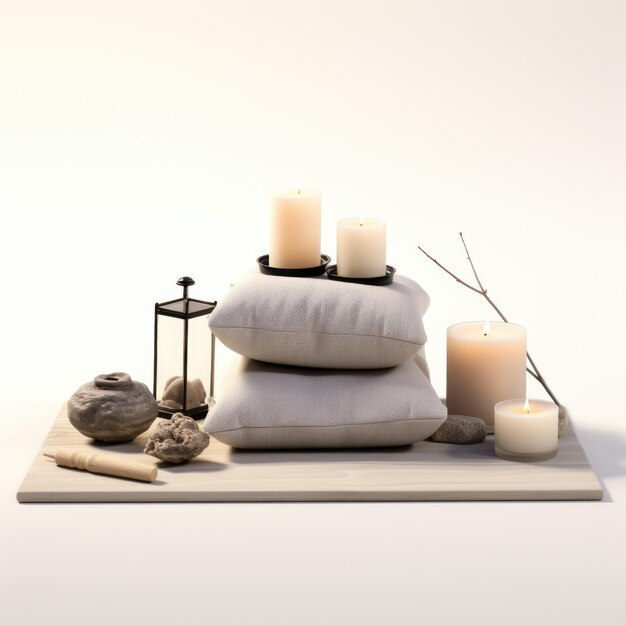 Meditation Kit Mat Blocks Geschenk Set isoliert auf weißem Hintergrund Generative KI