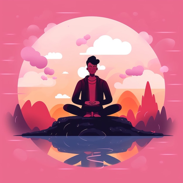 Meditation und flache Designillustration des Geschäftsmannes