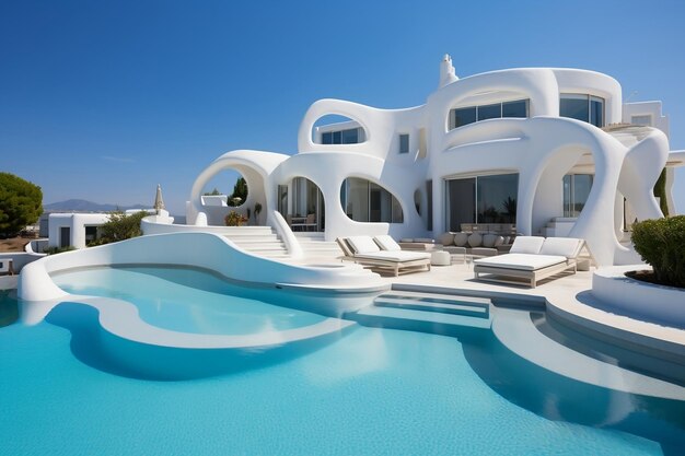 Mediterranean Dream Hilltop White Villa mit Pool AI