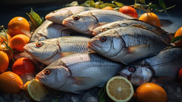 Mediterraner Fischmarkt für seltene Fische im Vollformat