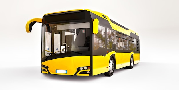 Mediun städtischen gelben Bus auf weißem Hintergrund. 3D-Rendering.