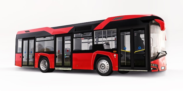 Mediun städtischen roten Bus auf einem weißen Hintergrund isoliert. 3D-Rendering.