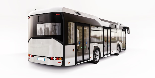 Mediun städtischen weißen Bus auf einem weißen Hintergrund isoliert. 3D-Rendering.