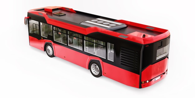 Mediun städtischer roter Bus auf einem weißen lokalisierten Hintergrund. 3D-Rendering.