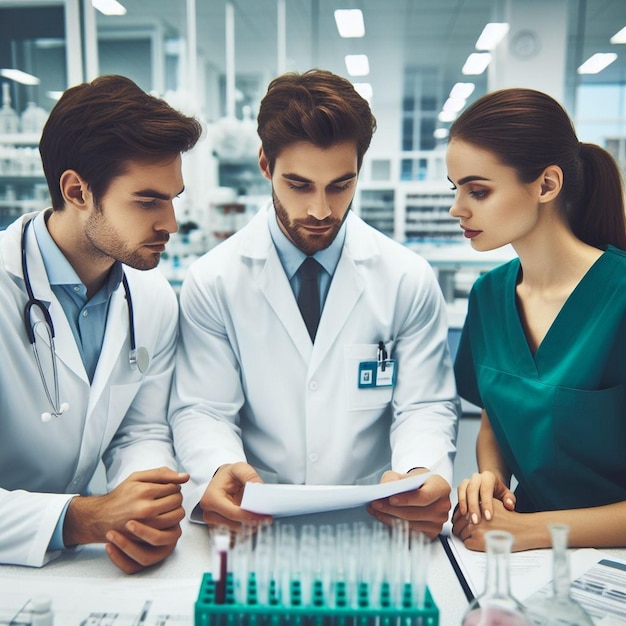 Medizinische Fachleute diskutieren Patientenakten in der Apotheke