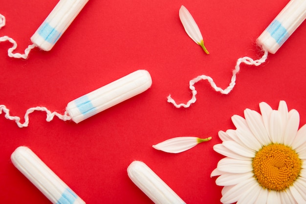 Medizinische Kamille Blume und Menstruationshygienetampon