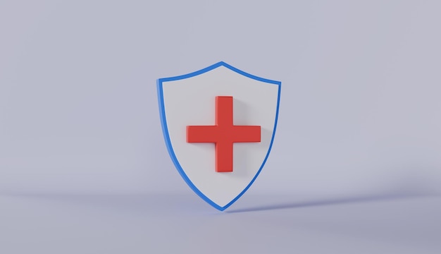 Medizinischer Gesundheitsschutzschild mit Kreuz Medizinischer Schutzschildversicherung Sicherheitsabzeichen