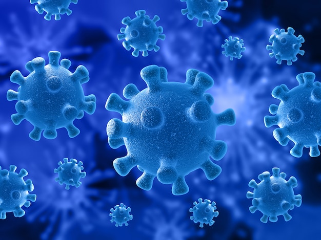 medizinischer Hintergrund mit Viruszellen, die das Coronavirus darstellen