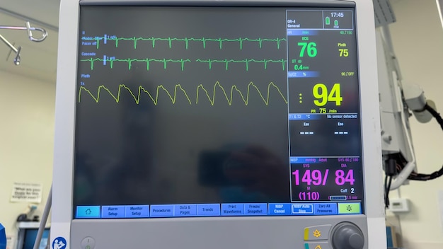 Medizinischer Vitalzeichenmonitor mit Anzeige wichtiger Gesundheitsmetriken, Blutdruck, Puls, Temperatur