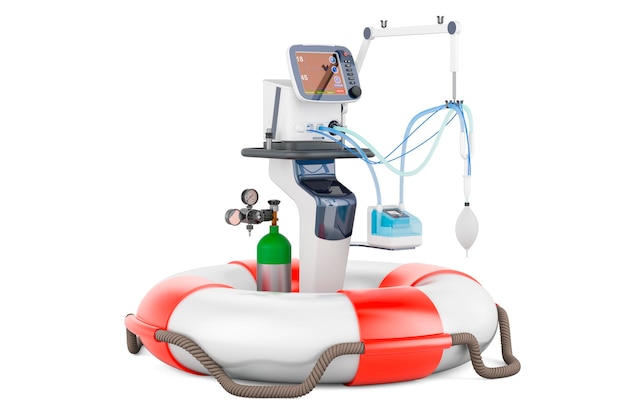 Medizinisches Beatmungsgerät mit Rettungsring 3D-Rendering