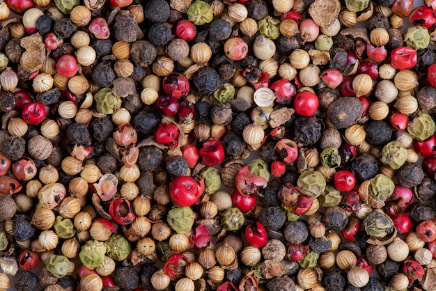 Medley peppercorns color full background