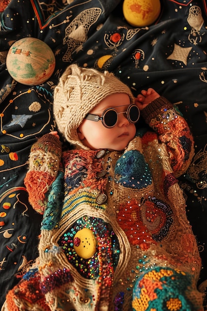 Foto medo e odiação em las vegas bebê hipnotizante no enchanting wool knolling view anne geddes