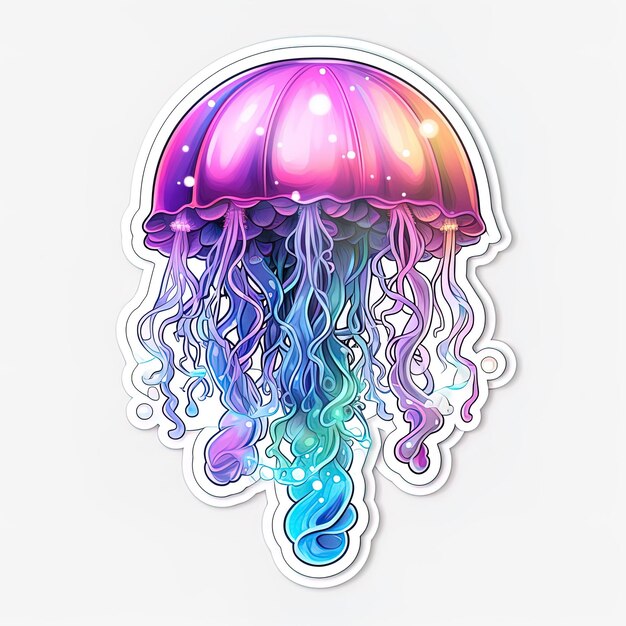 Foto una medusa colorida con una cara de color arco iris y el fondo.