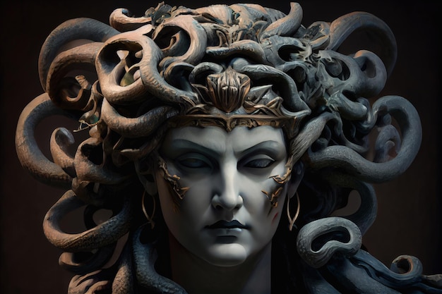 Foto medusa criatura mítica gorgon monstro feminino generative ai