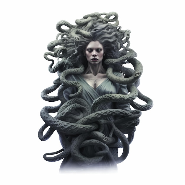 Foto medusa hiperrealista criatura de fantasía oscura en forma monumental