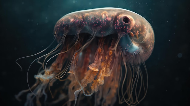 Una medusa se muestra en el agua.