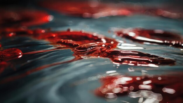 Foto una medusa roja se muestra en un líquido rojo