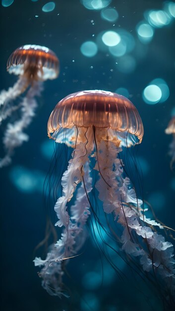 medusas bajo el agua