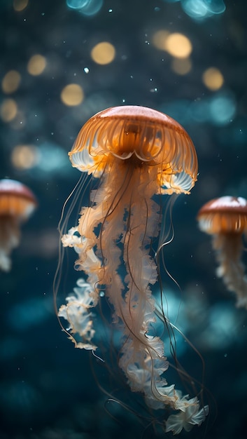 Medusas bajo el agua