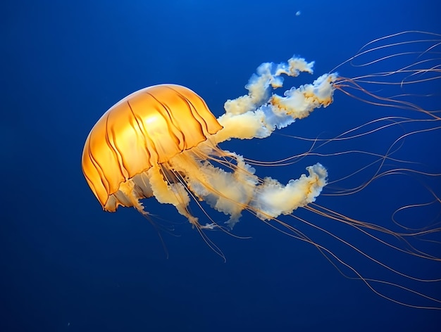 Medusas amarillas en el océano