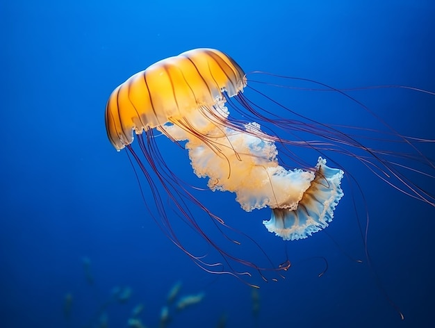 Medusas amarillas en el océano