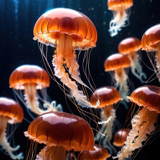 Foto medusas animais selvagens que vivem na natureza parte do ecossistema