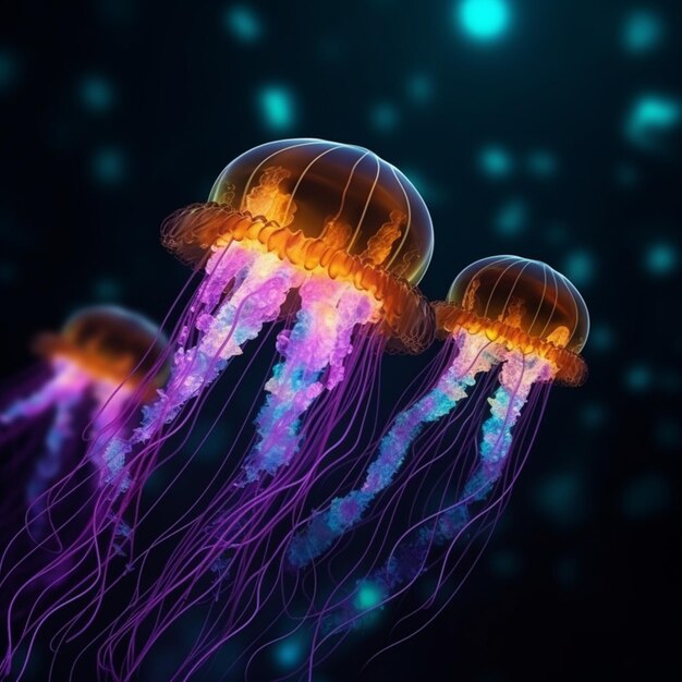 Medusas en el estilo de tron macro fotograp AI Generative Art