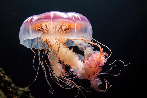 Medusas flotando en el agua.