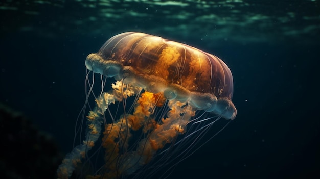 Medusas en el mar azul profundo Generativo Ai