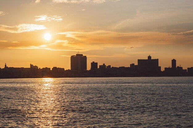 Meer von Gebäuden gegen den Himmel bei Sonnenuntergang